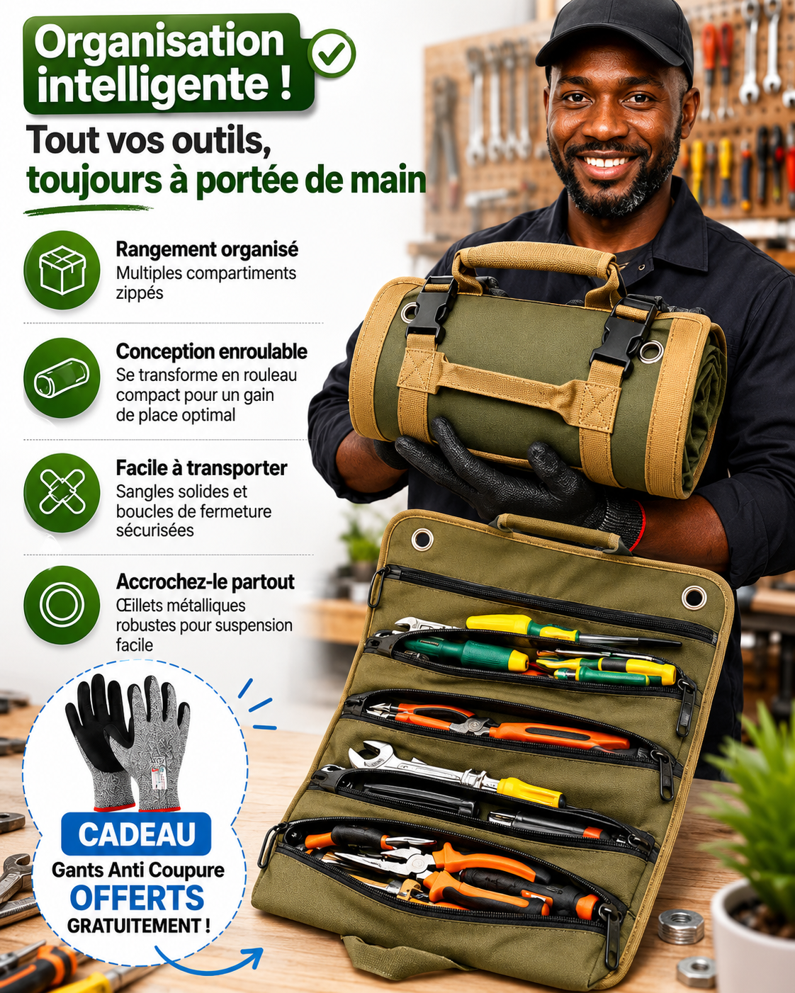 Organisateur à outils multifonctionnel + Cadeau